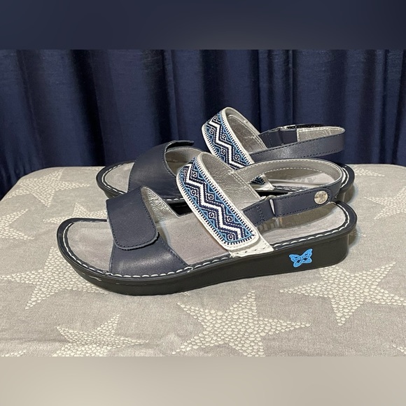 Alegria Shoes - Alegria Blue & White Sandals